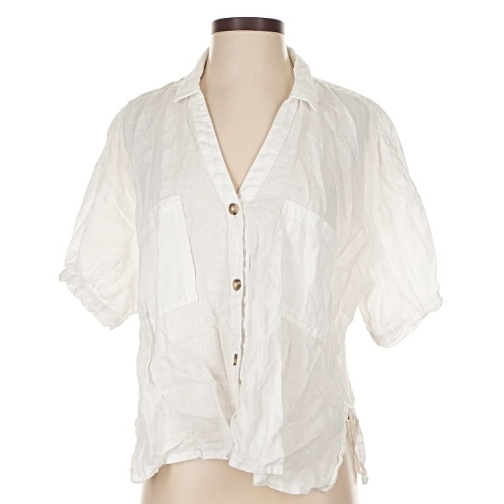 Pilcro White Linen Button-Down Shirt M
